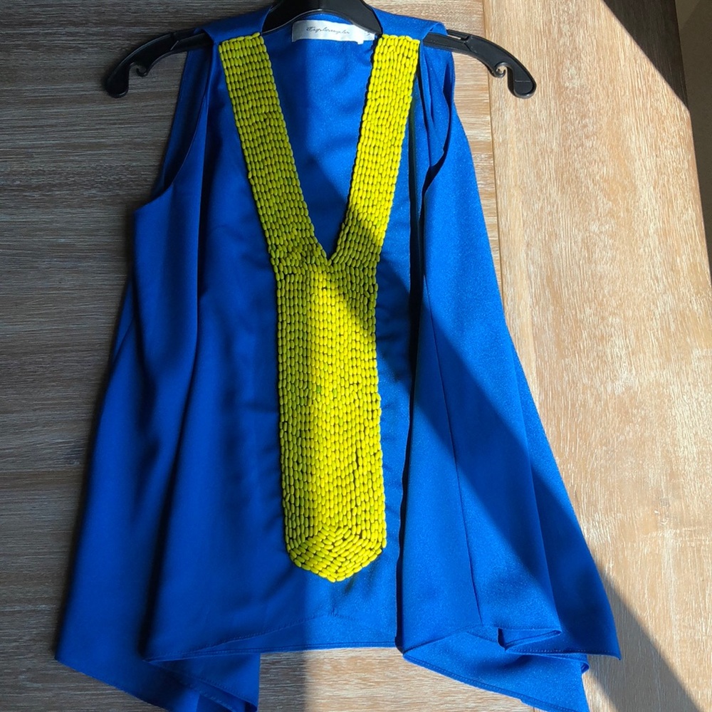 Blue blouse with yellow beading